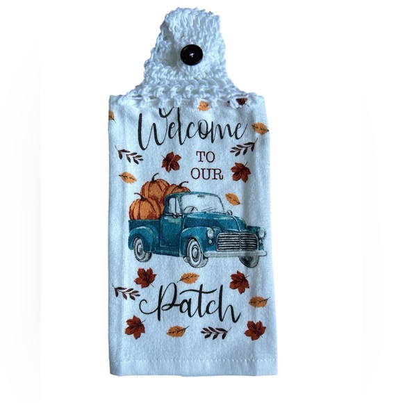 Hand Crafted Other - HAND CRAFTED Colorful Fall Pumpkins Crochet Top Hanging Kitchen Hand Towel